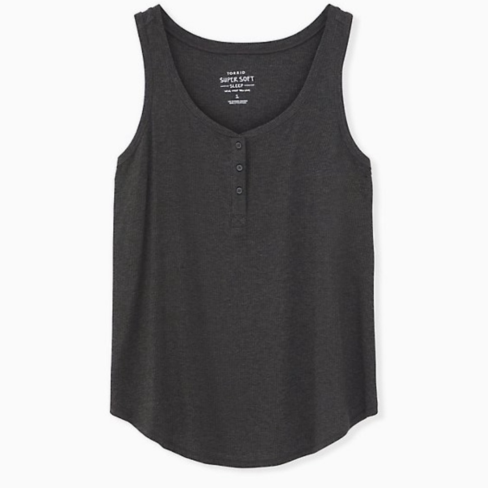 Gray Rib Henley Super Soft Tank